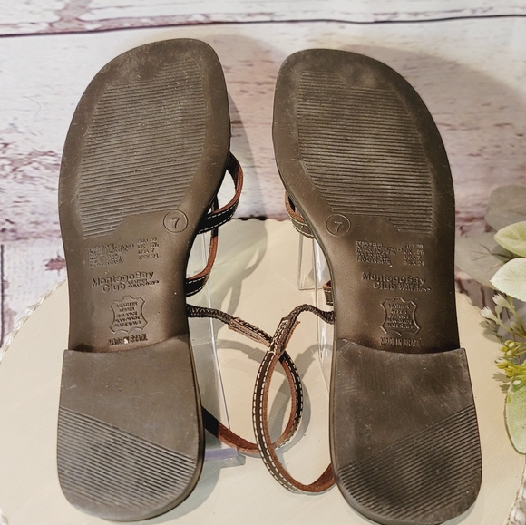 Montego Bay Club Leather Collection Brown Strappy Sandal Size 7 - Picture 10 of 12